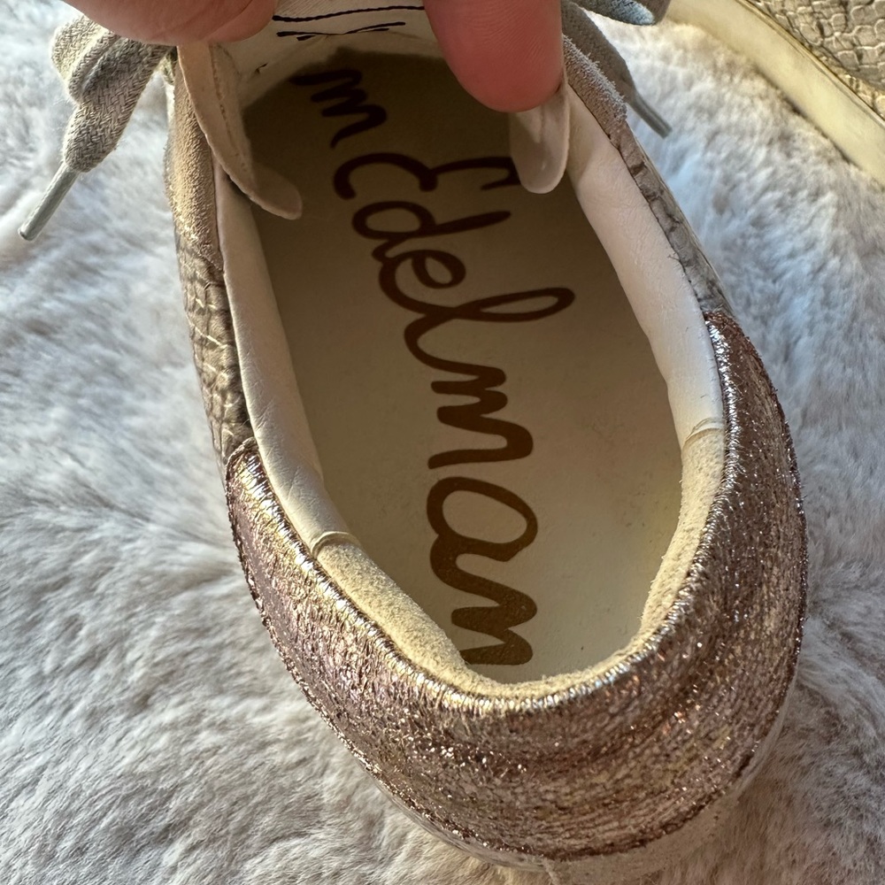Sam Edelman Snakeskin Pattern Sneakers - Gray and White - Picture 13 of 15